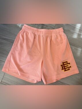 Eric Emanuel Peach Mesh Drawstring Athletic Shorts with  Logo NWOT Official